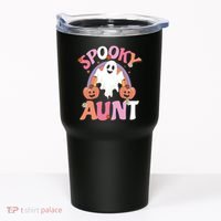 Family Retro Spooky Aunt Groovy Retro Halloween Ghost Costume Gift Tumbler thumb 0