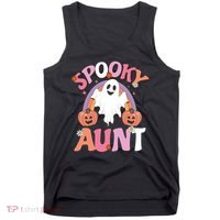 Family Retro Spooky Aunt Groovy Retro Halloween Ghost Costume Gift Tank Top thumb 0
