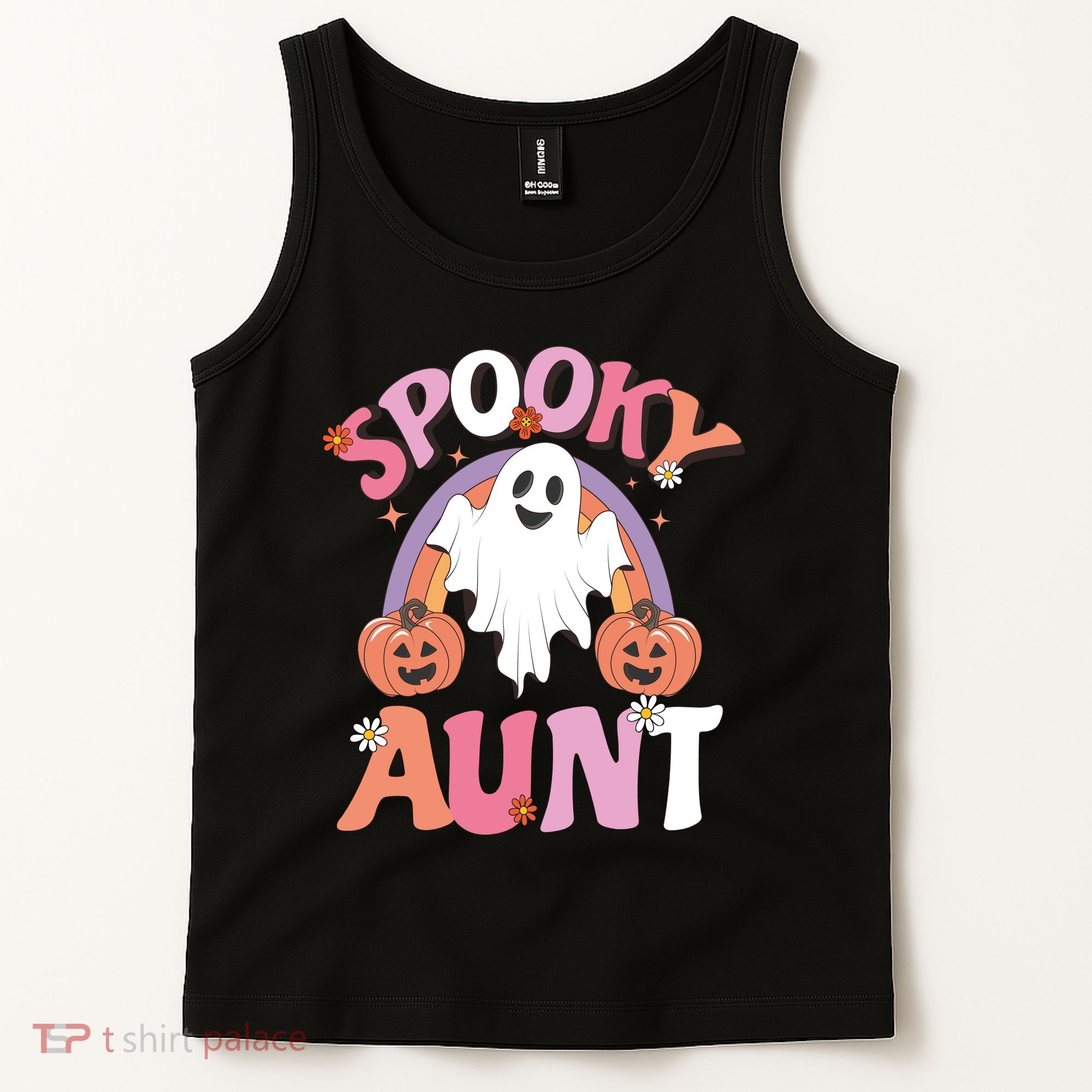 Family Retro Spooky Aunt Groovy Retro Halloween Ghost Costume Gift Tank Top