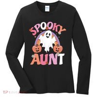 Family Retro Spooky Aunt Groovy Retro Halloween Ghost Costume Gift Women's Long Sleeve Shirt thumb 0