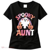 Family Retro Spooky Aunt Groovy Retro Halloween Ghost Costume Gift Women's T-Shirt thumb 0