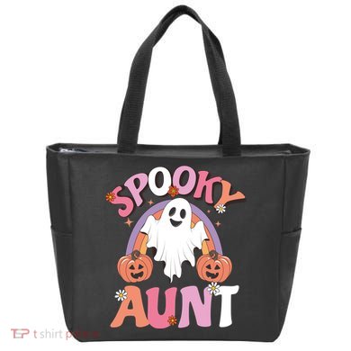 Family Retro Spooky Aunt Groovy Retro Halloween Ghost Costume Gift Tote Bag