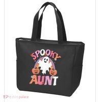 Family Retro Spooky Aunt Groovy Retro Halloween Ghost Costume Gift Tote Bag thumb 3
