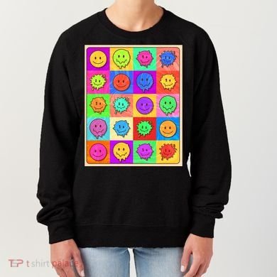 Funny Retro Trippy Smiley Pop Art Poster Women's Sweatshirt