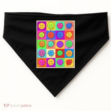Funny Retro Trippy Smiley Pop Art Poster USA-Made Doggie Bandana