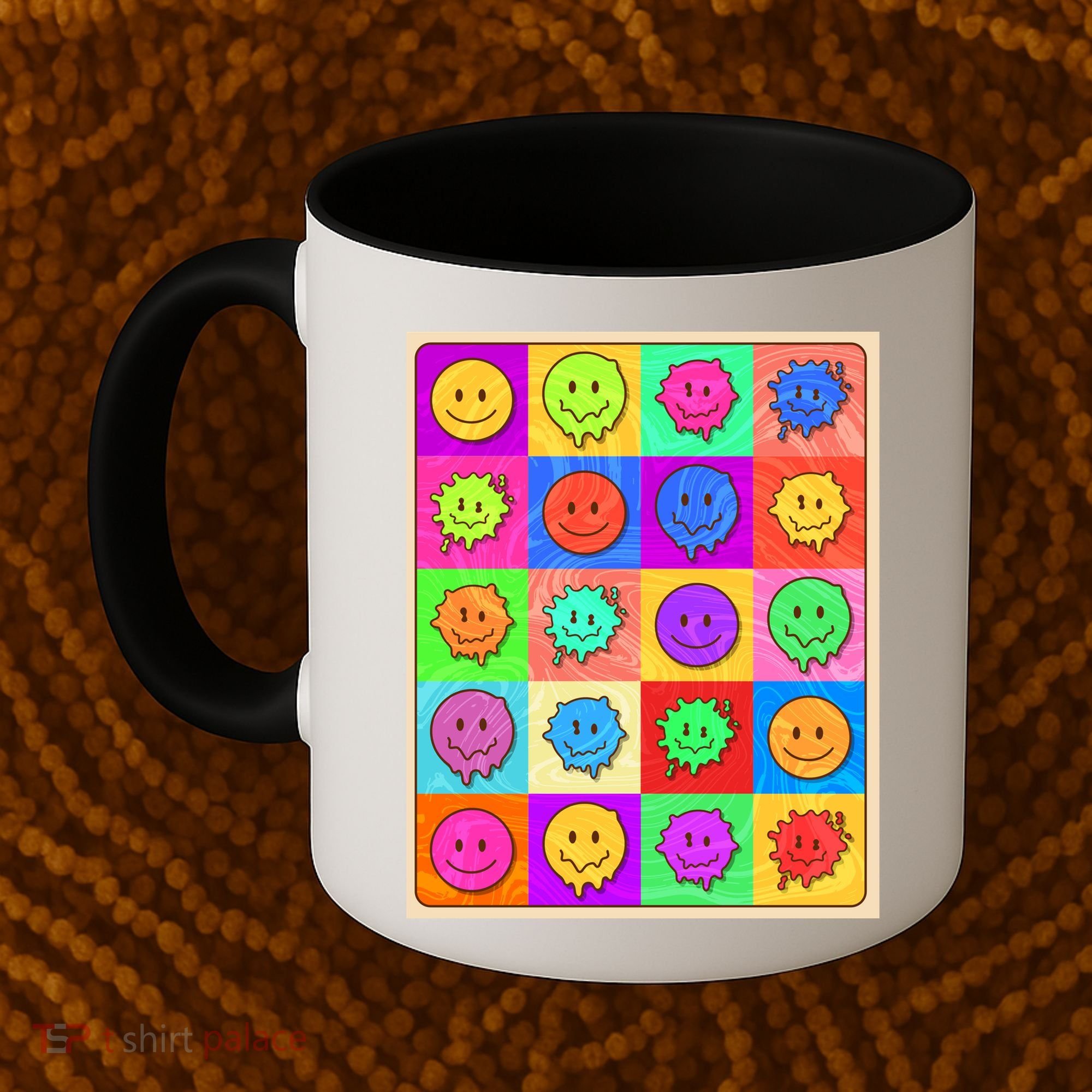 Funny Retro Trippy Smiley Pop Art Poster Coffee Mug