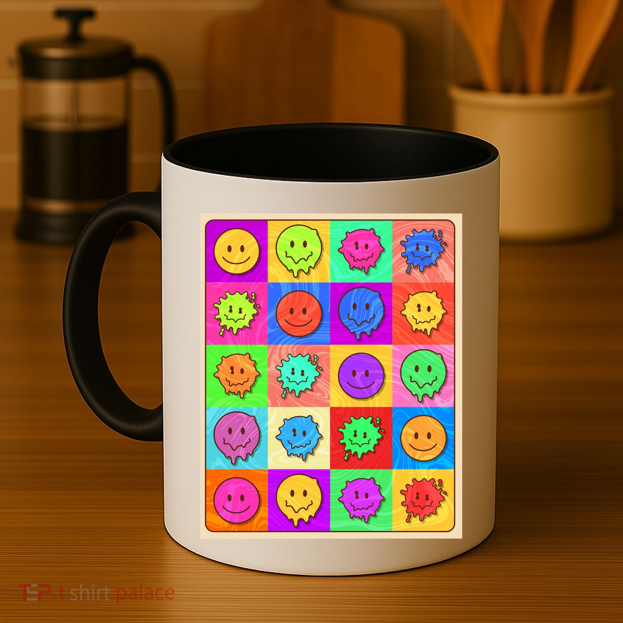 Funny Retro Trippy Smiley Pop Art Poster Coffee Mug