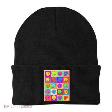 Funny Retro Trippy Smiley Pop Art Poster Beanie