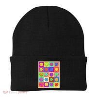 Funny Retro Trippy Smiley Pop Art Poster Beanie thumb 0