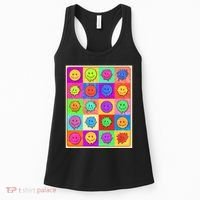 Funny Retro Trippy Smiley Pop Art Poster Women's Tank Top thumb 0