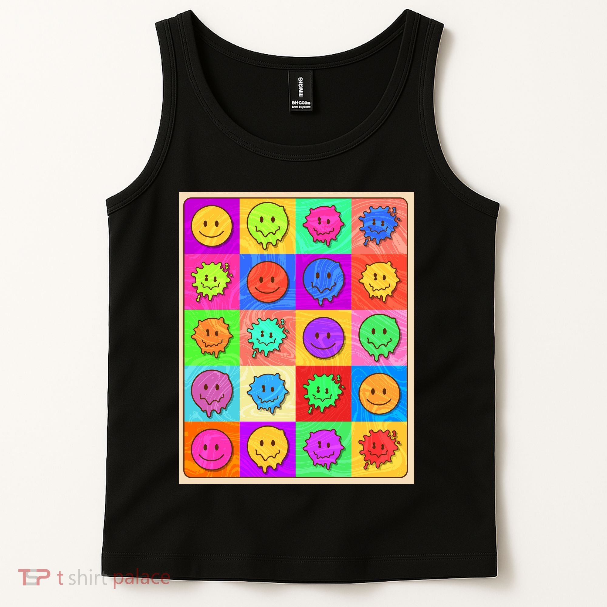 Funny Retro Trippy Smiley Pop Art Poster Tank Top