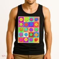 Funny Retro Trippy Smiley Pop Art Poster Tank Top thumb 3
