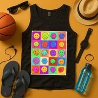 Funny Retro Trippy Smiley Pop Art Poster Tank Top thumb 4