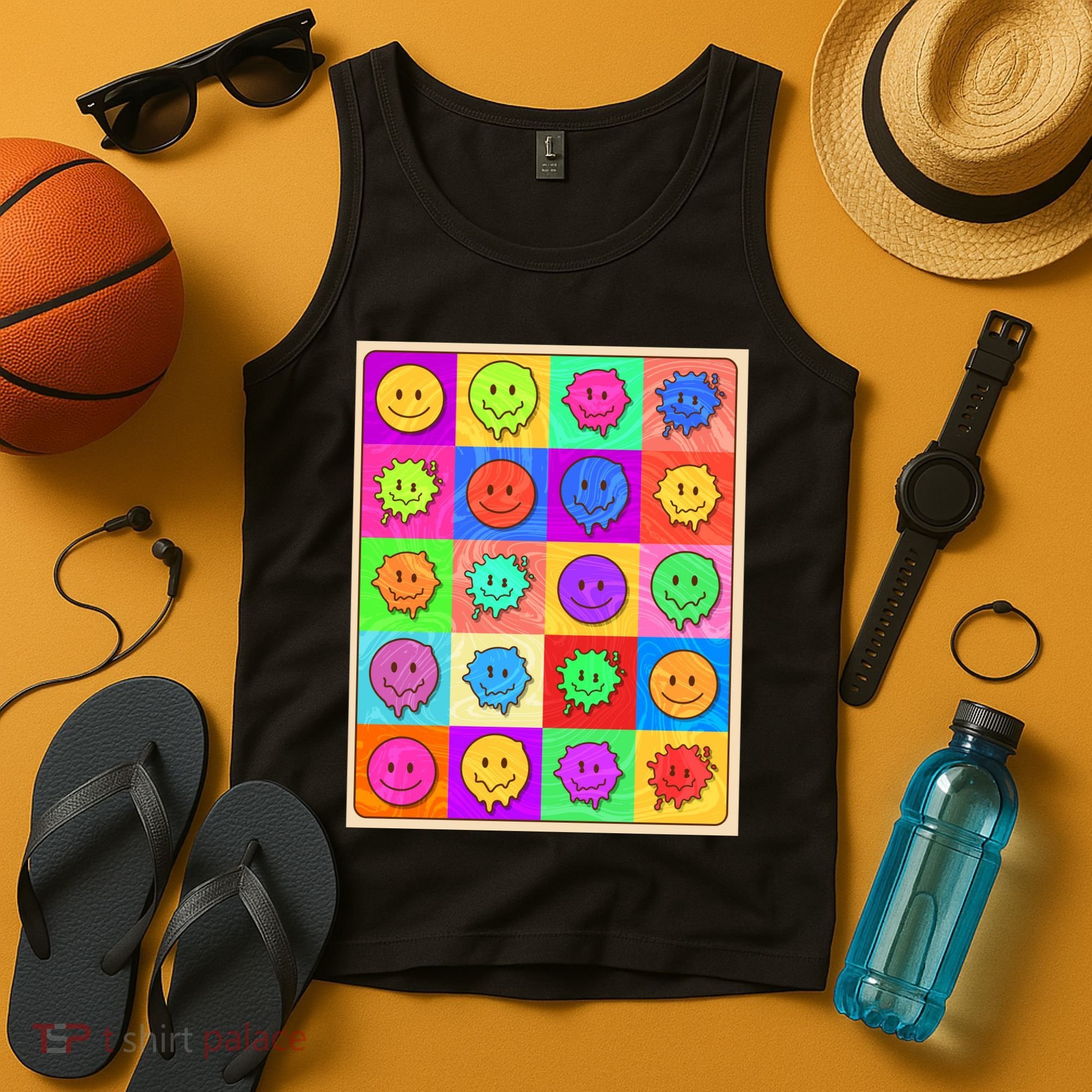 Funny Retro Trippy Smiley Pop Art Poster Tank Top