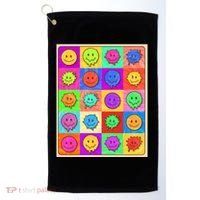 Funny Retro Trippy Smiley Pop Art Poster Golf Towel thumb 0