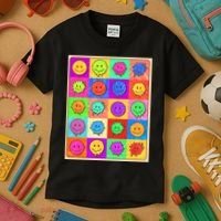 Funny Retro Trippy Smiley Pop Art Poster Kids T-Shirt thumb 3