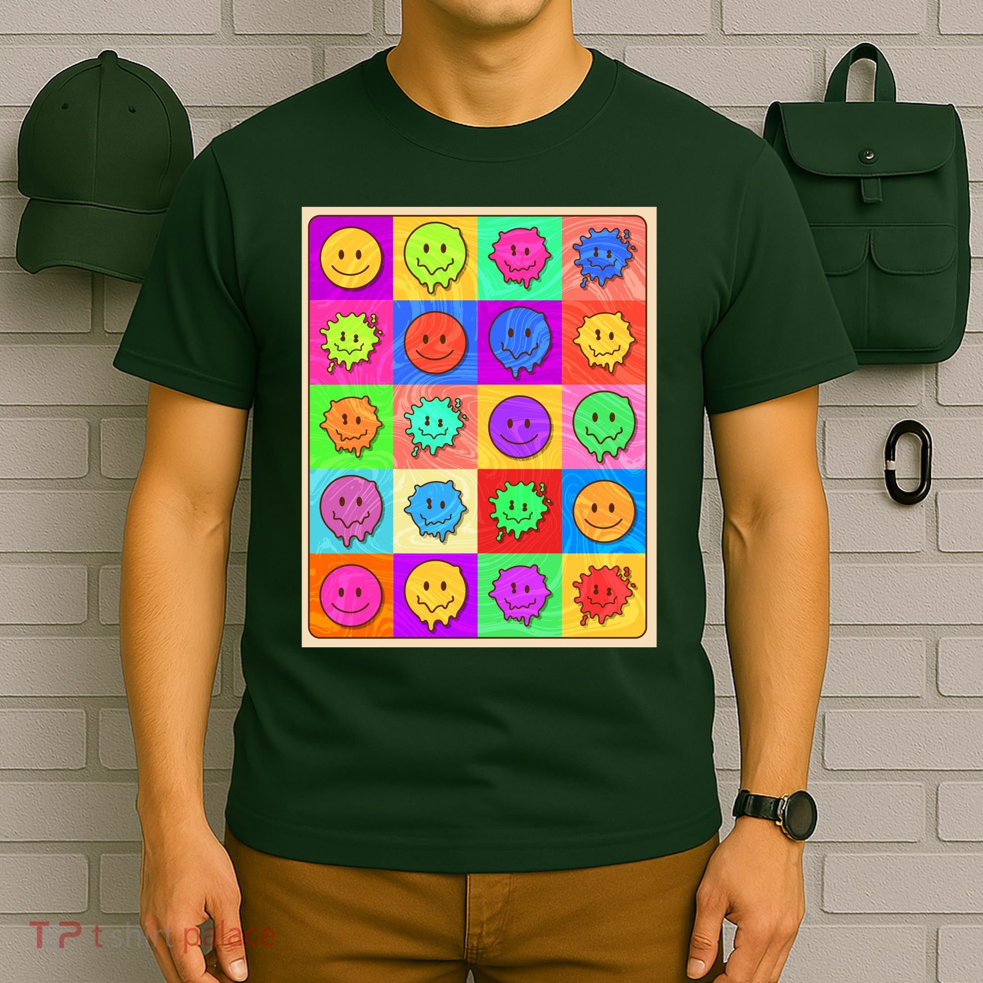 Funny Retro Trippy Smiley Pop Art Poster T-Shirt