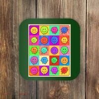 Funny Retro Trippy Smiley Pop Art Poster Coaster thumb 0
