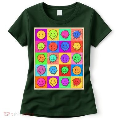 Funny Retro Trippy Smiley Pop Art Poster Women's T-Shirt
