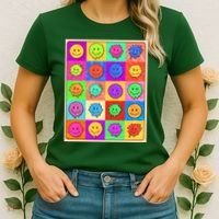Funny Retro Trippy Smiley Pop Art Poster Women's T-Shirt thumb 2