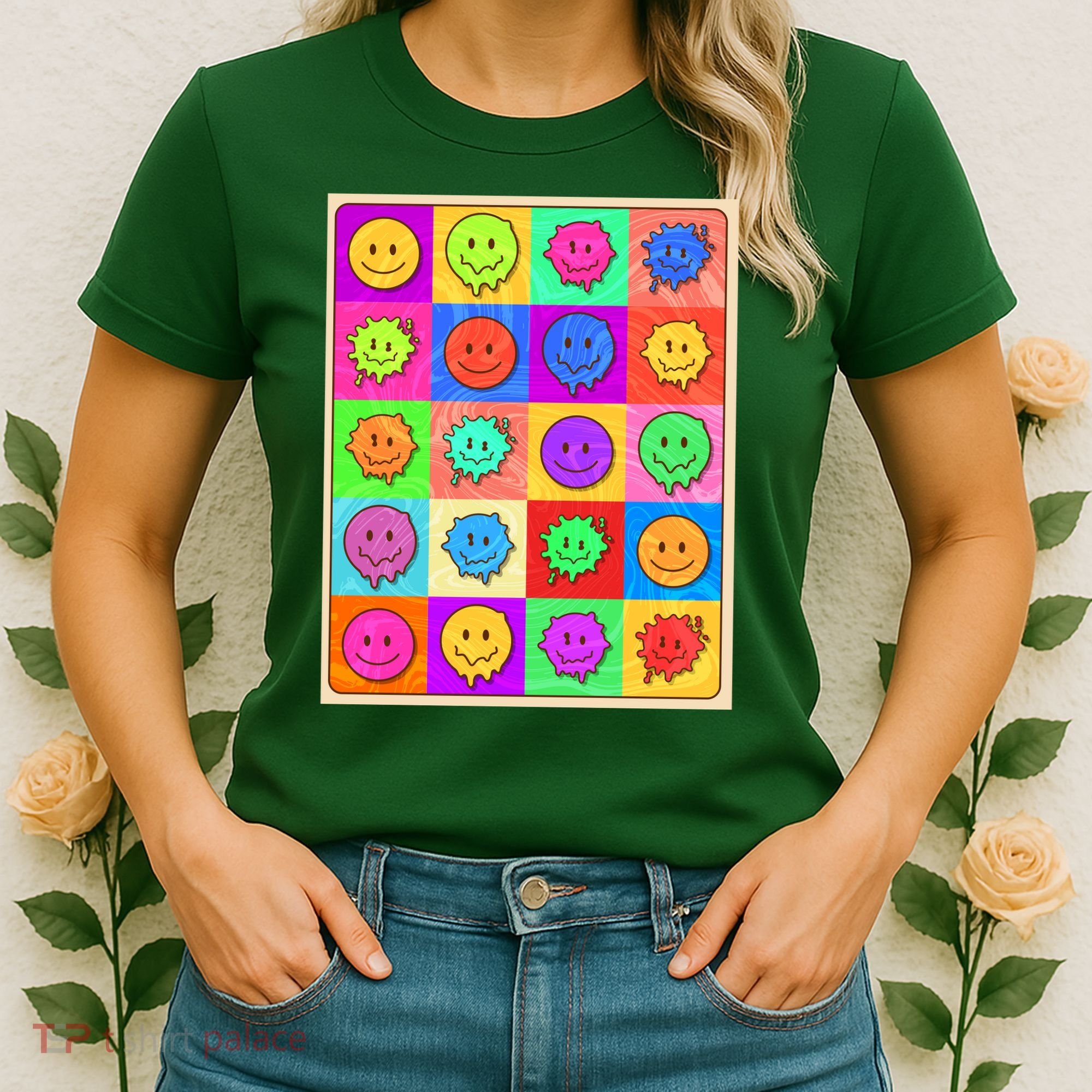 Funny Retro Trippy Smiley Pop Art Poster Women's T-Shirt