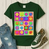 Funny Retro Trippy Smiley Pop Art Poster Women's T-Shirt thumb 3