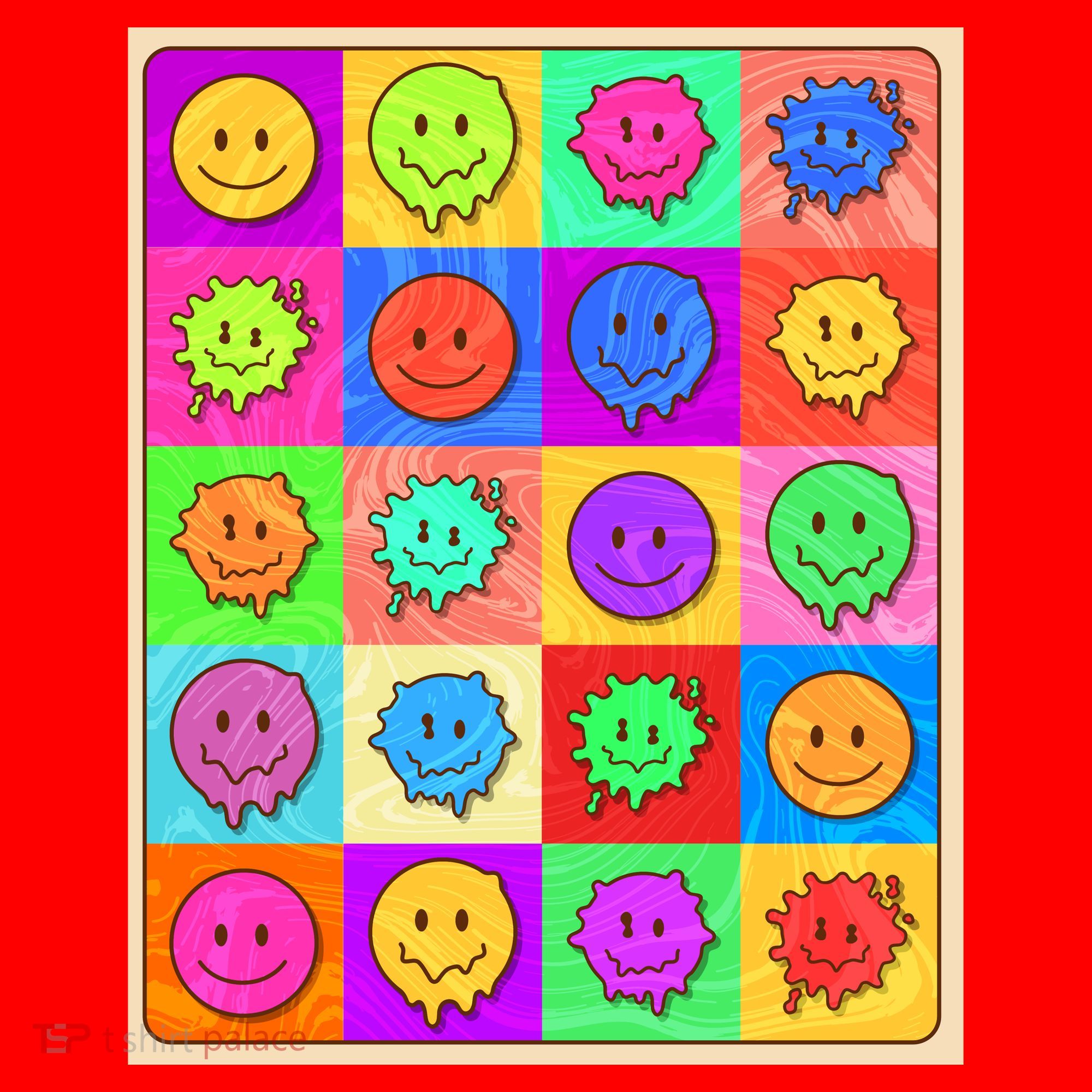 Funny Retro Trippy Smiley Pop Art Poster Santa Hat