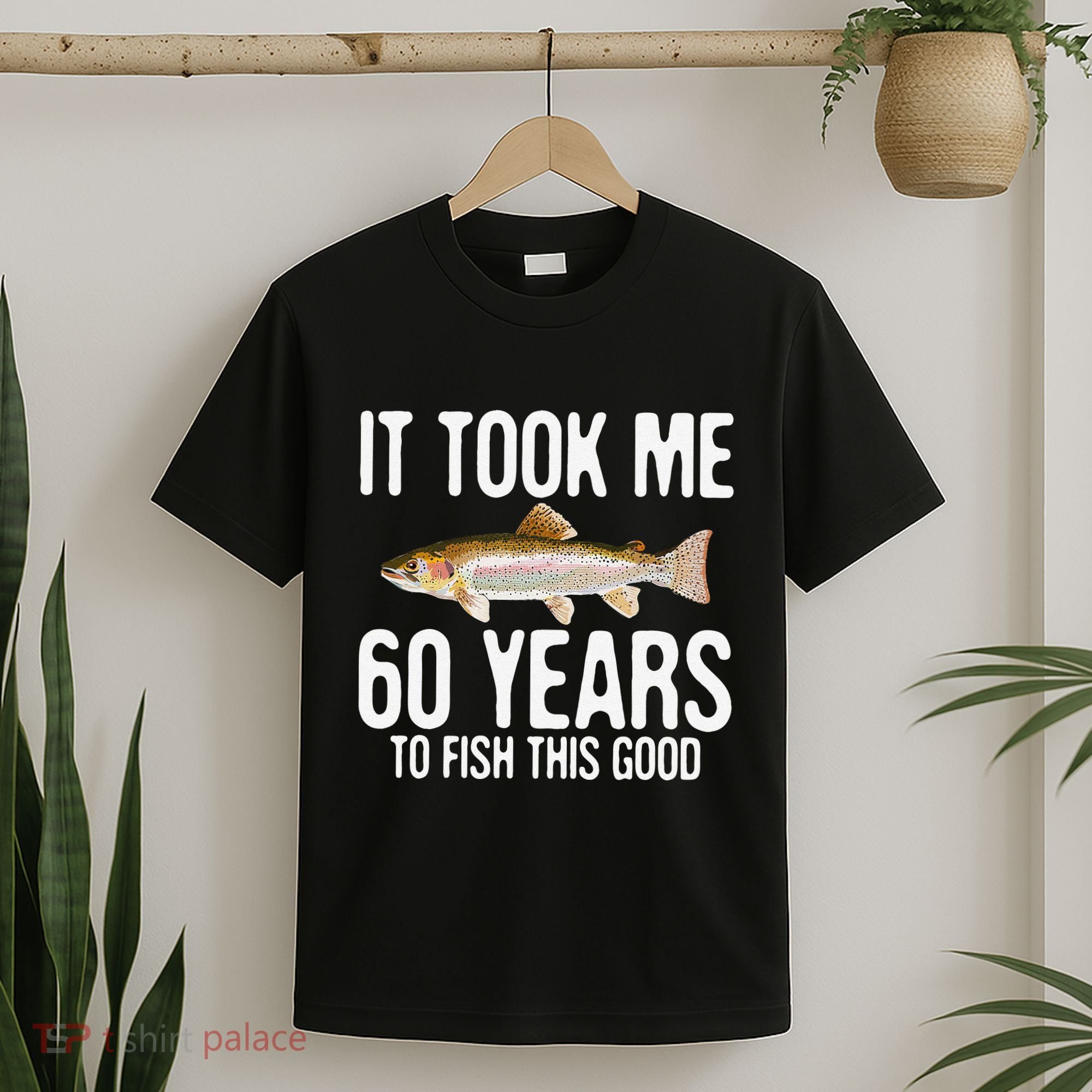 Funny Rainbow Trout Fishing 60th Birthday 60 Years To Fish T-Shirt