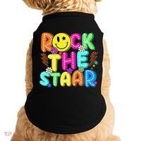Funny Rock The Test Testing Day Teacher Student Motivational Doggie Tank thumb 0
