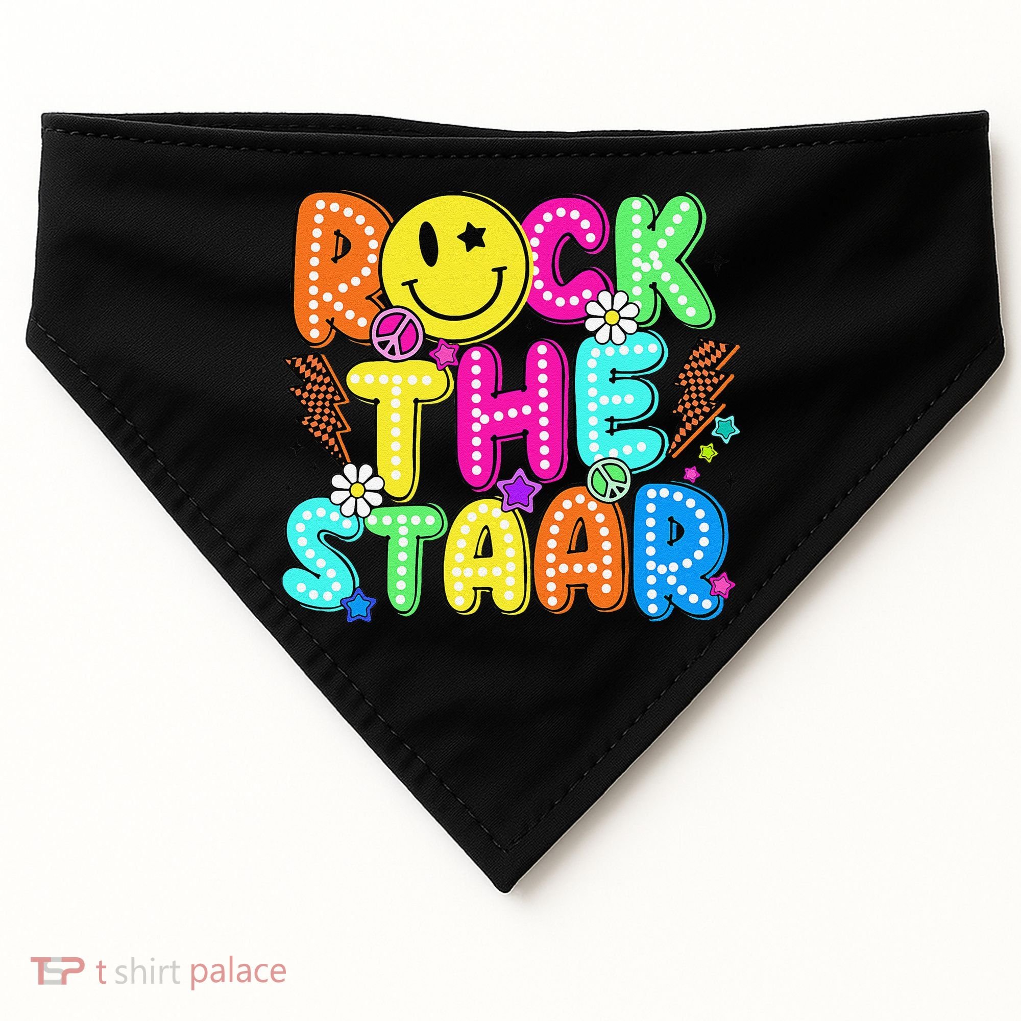 Funny Rock The Test Testing Day Teacher Student Motivational USA-Made Doggie Bandana
