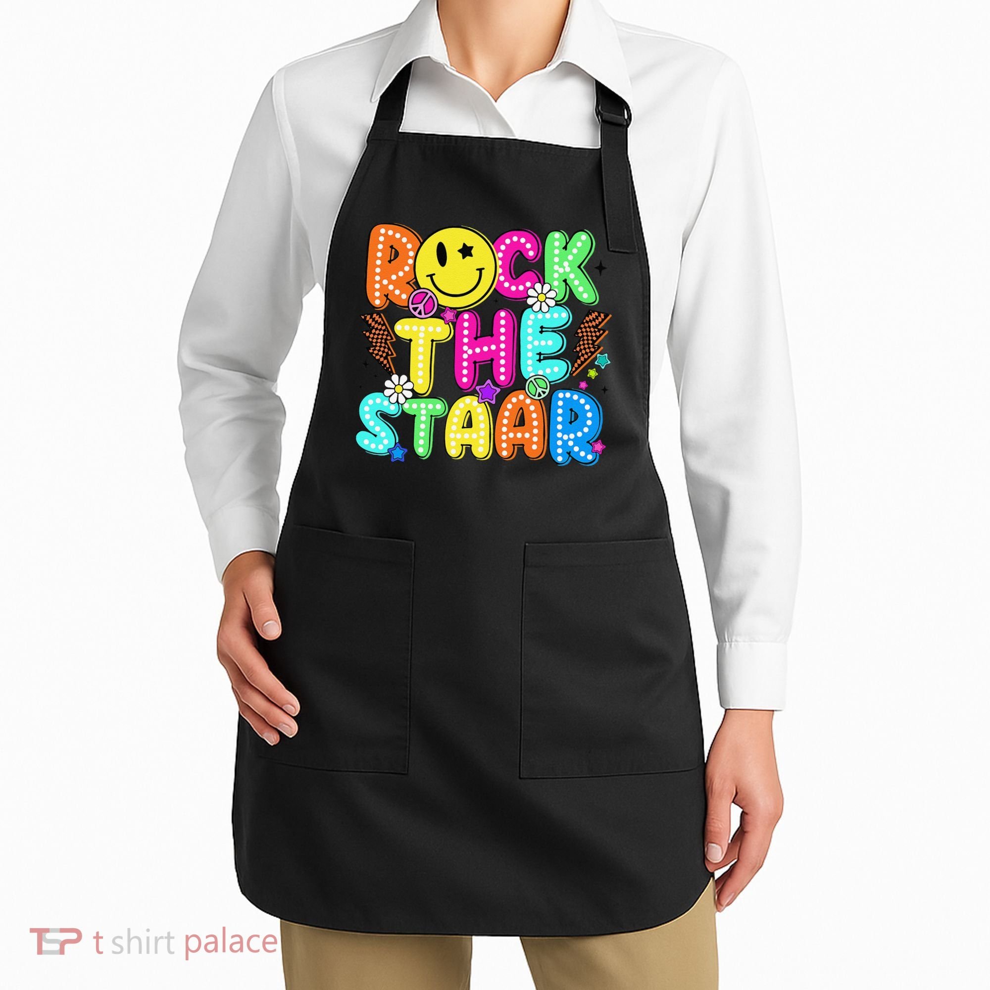 Funny Rock The Test Testing Day Teacher Student Motivational Apron