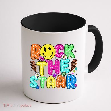 Funny Rock The Test Testing Day Teacher Student Motivational Coffee Mug back