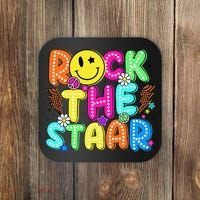 Funny Rock The Test Testing Day Teacher Student Motivational Coaster thumb 0