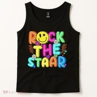 Funny Rock The Test Testing Day Teacher Student Motivational Tank Top thumb 2