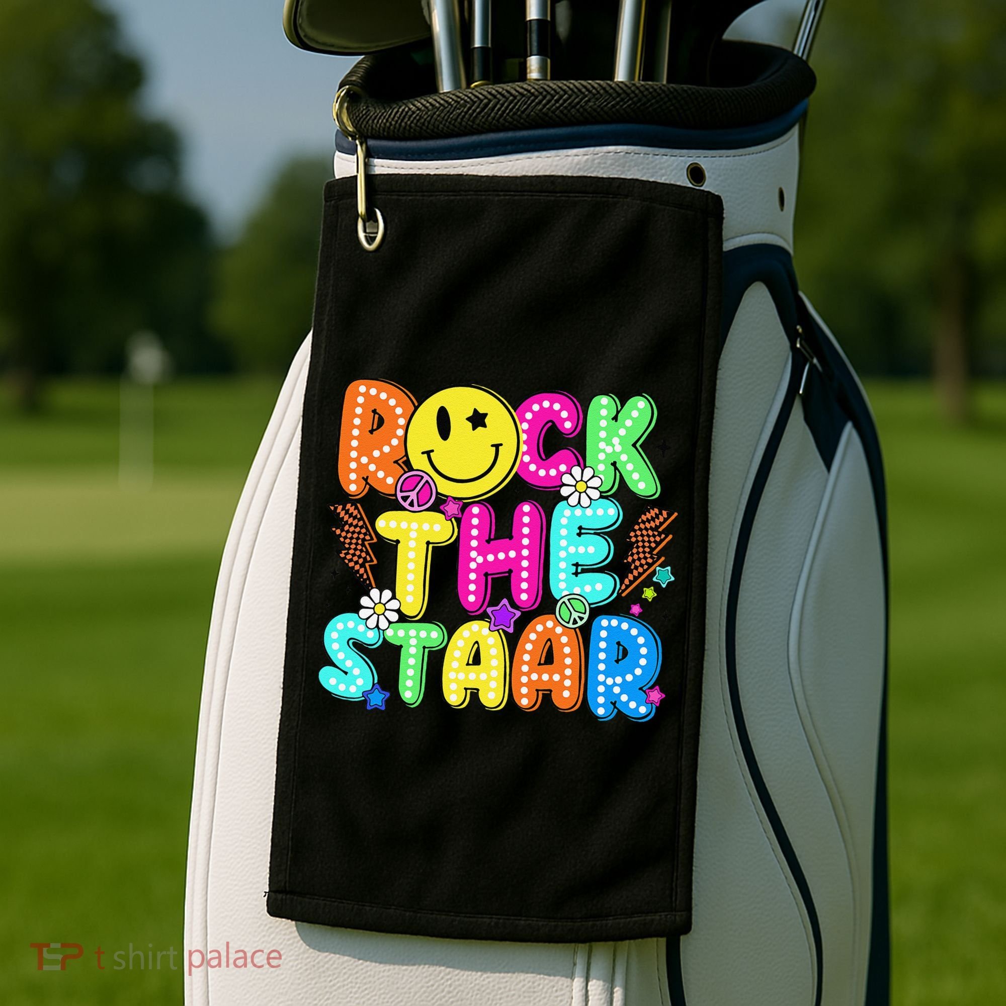 Funny Rock The Test Testing Day Teacher Student Motivational Golf Towel
