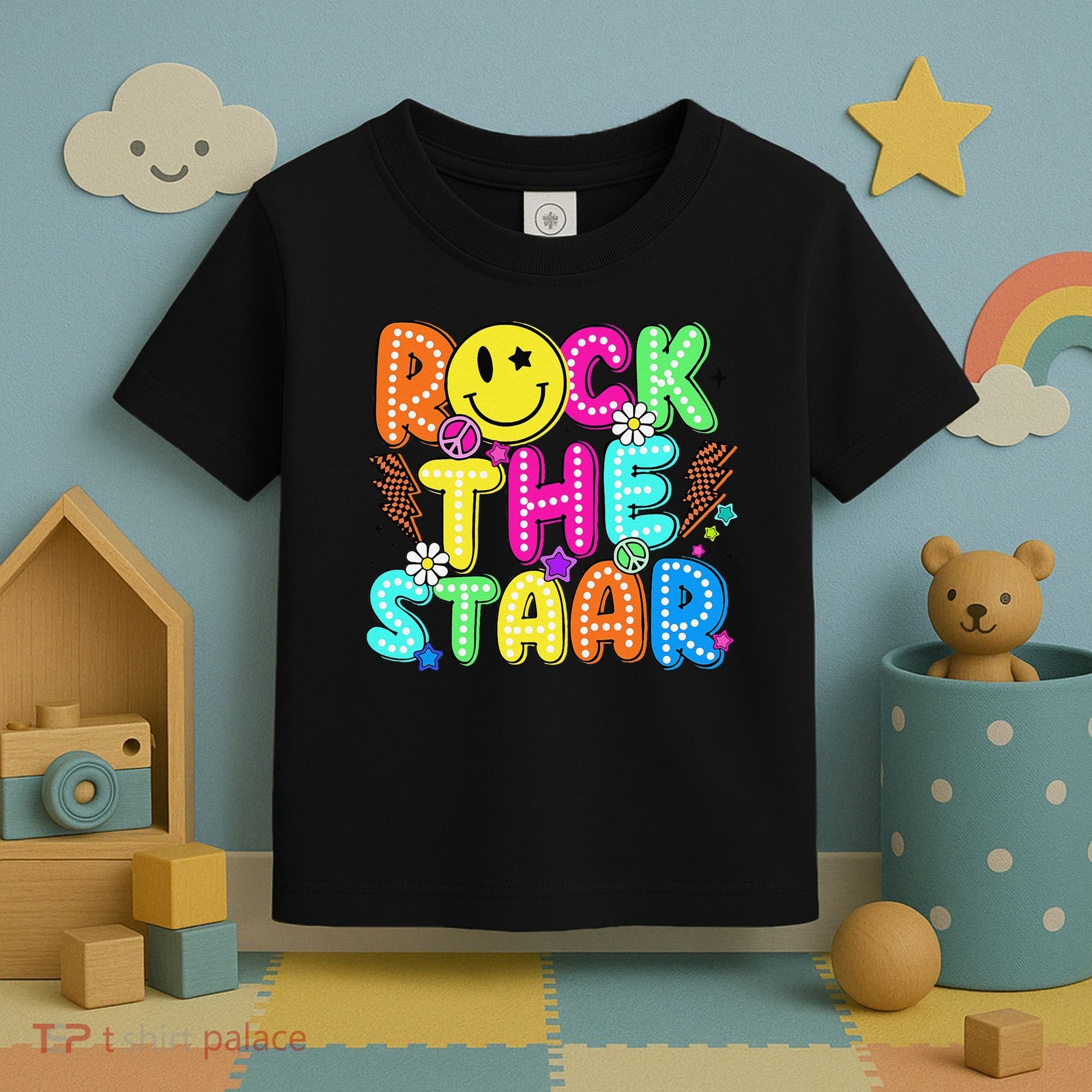 Funny Rock The Test Testing Day Teacher Student Motivational Toddler T-Shirt