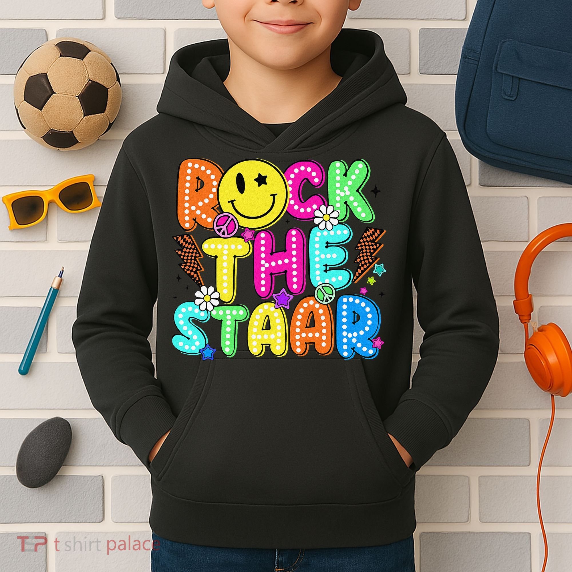 Funny Rock The Test Testing Day Teacher Student Motivational Kids Hoodie