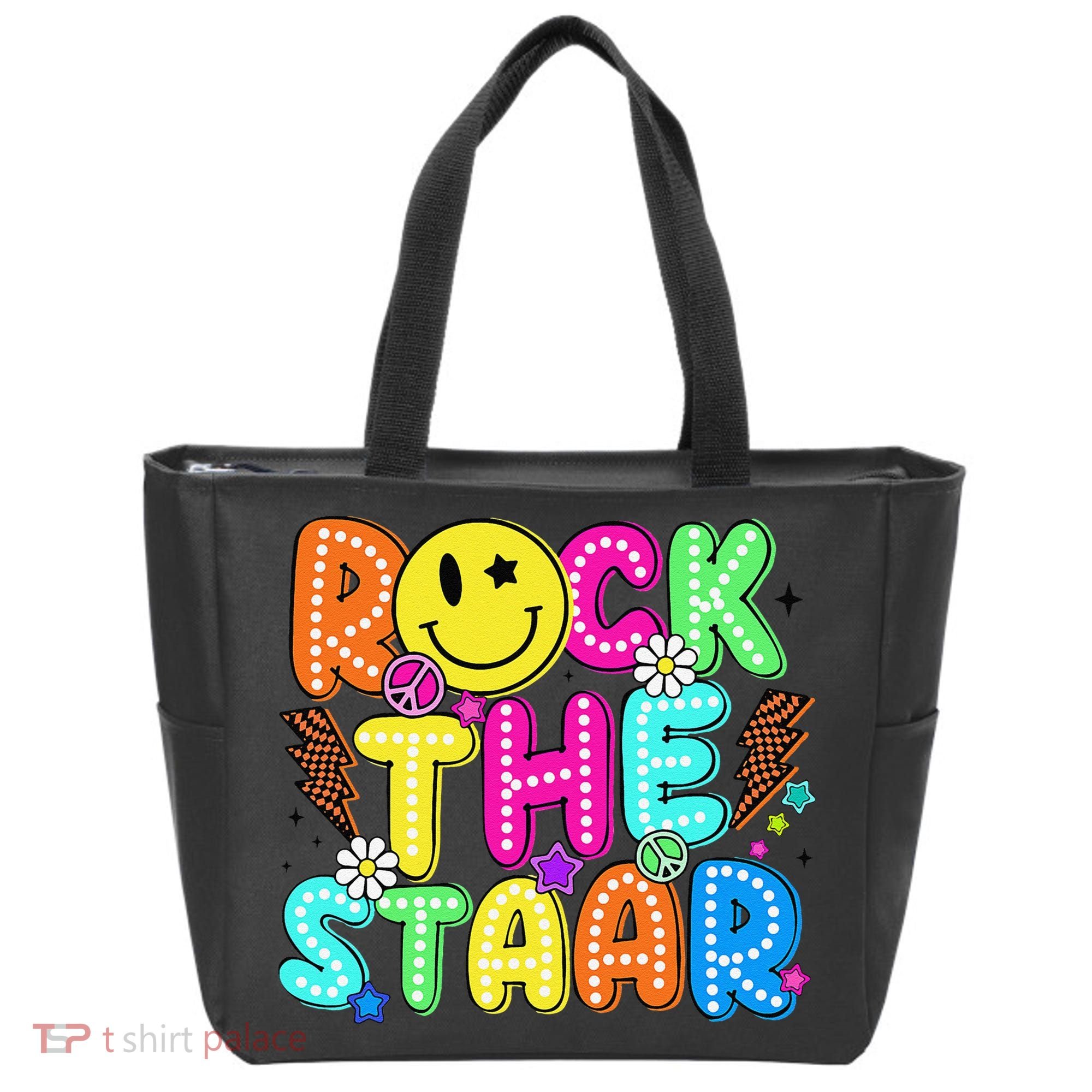 Funny Rock The Test Testing Day Teacher Student Motivational Tote Bag