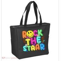 Funny Rock The Test Testing Day Teacher Student Motivational Tote Bag thumb 2