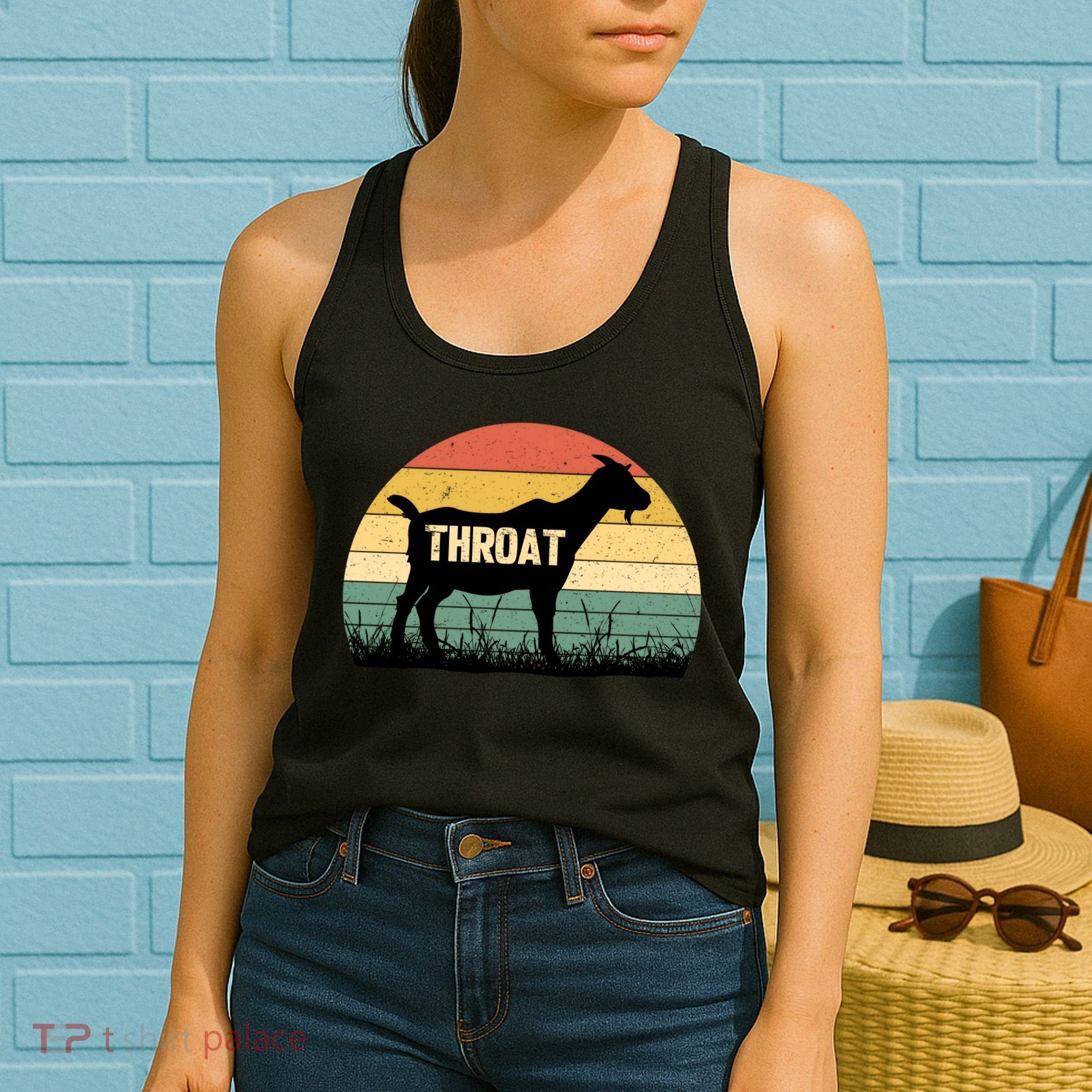 Funny Retro Throat Goat Sunset - Adult Humor Costume Women's Tank Top