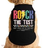 Funny Rock The Test Don't Stress Testing Day Teacher Student Doggie Tank thumb 0