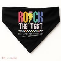 Funny Rock The Test Don't Stress Testing Day Teacher Student USA-Made Doggie Bandana thumb 0