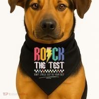 Funny Rock The Test Don't Stress Testing Day Teacher Student USA-Made Doggie Bandana thumb 1