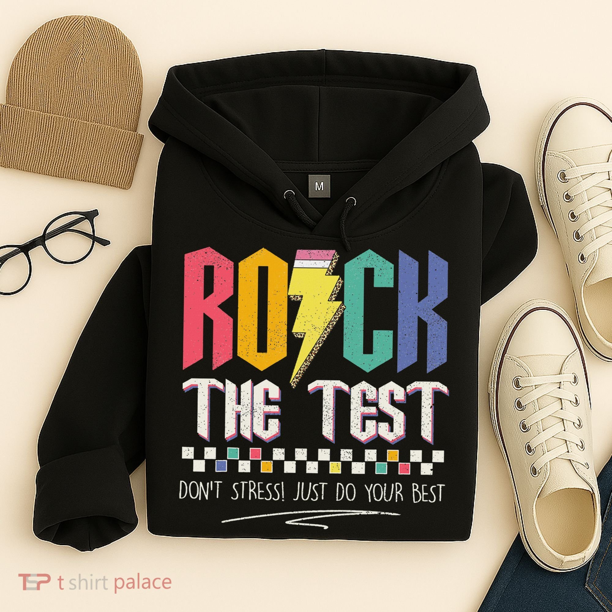 Funny Rock The Test Don't Stress Testing Day Teacher Student Hoodie