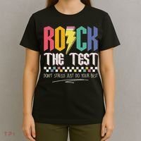 Funny Rock The Test Don't Stress Testing Day Teacher Student T-Shirt thumb 4