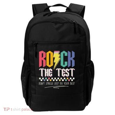 Funny Rock The Test Don't Stress Testing Day Teacher Student Backpack