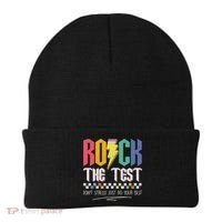 Funny Rock The Test Don't Stress Testing Day Teacher Student Beanie thumb 0
