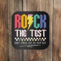 Funny Rock The Test Don't Stress Testing Day Teacher Student Coaster thumb 0