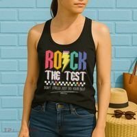 Funny Rock The Test Don't Stress Testing Day Teacher Student Women's Tank Top thumb 2