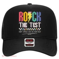 Funny Rock The Test Don't Stress Testing Day Teacher Student Hat thumb 0